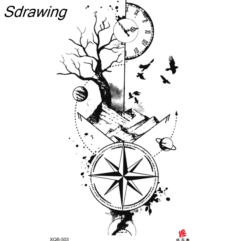 Sdrawing Waterproof Lasting Temporary Tattoo Flower Arm Tattoo Stickers Dark Hot Girl Snake Tiger Lion Fake Tattoo for Women Gifts 328-0