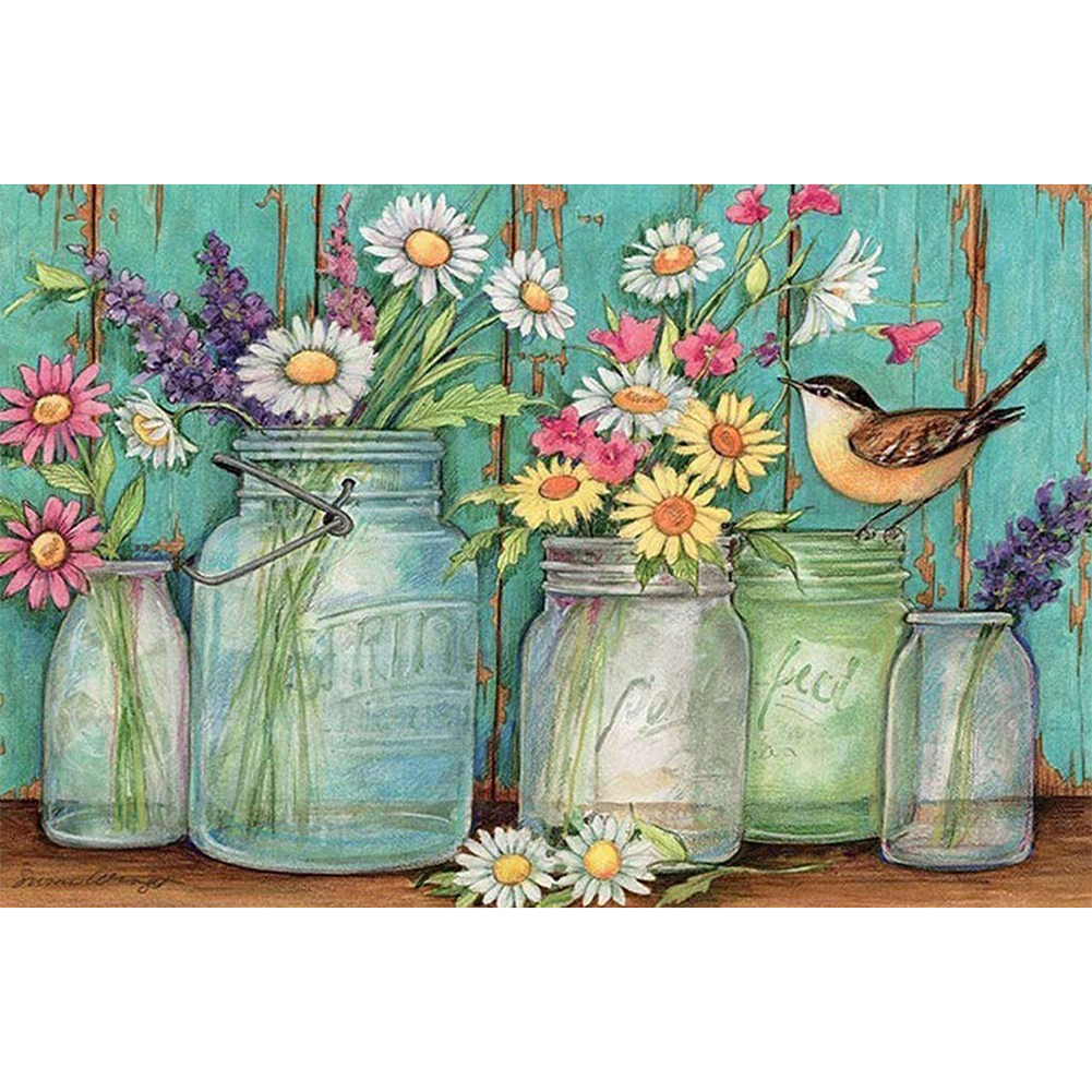 

40*30CM - Flower - Round Drill Diamond Painting, 501 Original