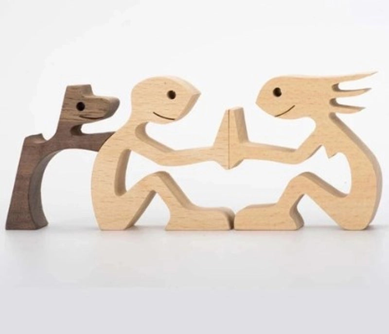 Pastoral Dog Wood Ornaments Artificial Decorations