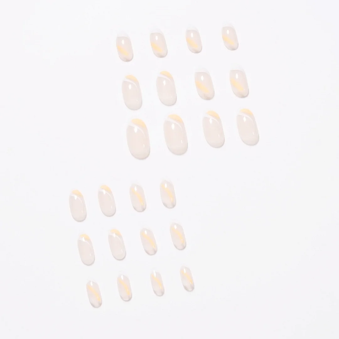 Fake Nails French White Orange Color Full Cover Fake Nails DIY Glue Press On Nails Nail Supplies For Professionals-Nail Inspo