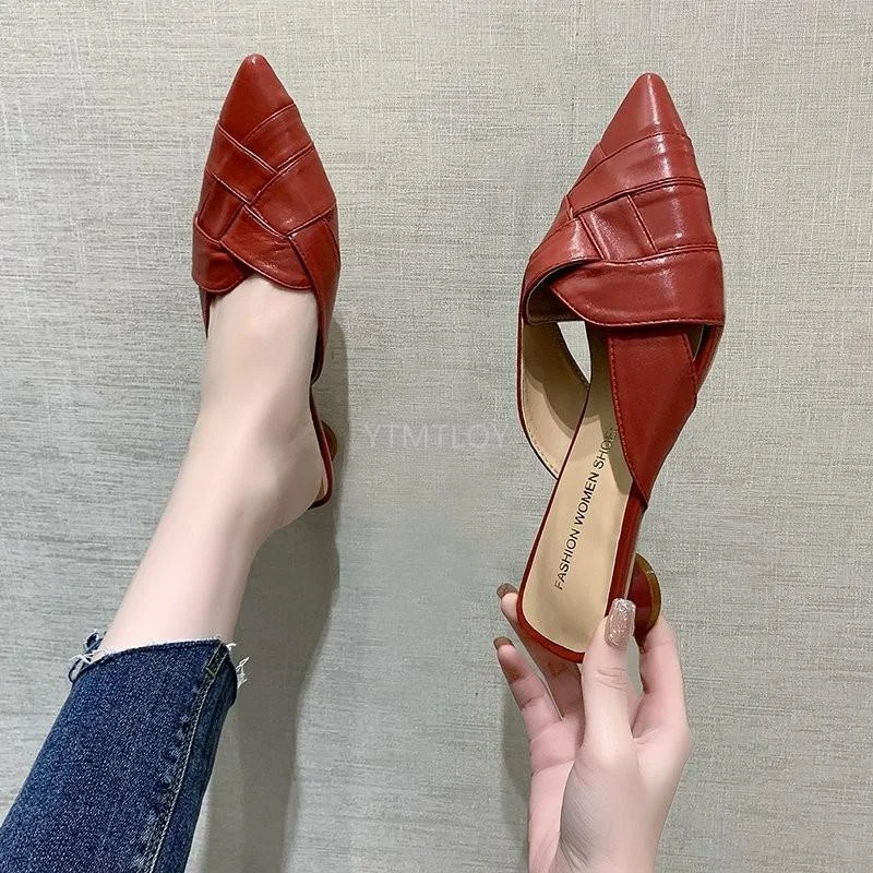 Women's Shoes Slippers Summer 2021 New Fashion Outdoor Pointed Muller Zapatillas Mujer Casa Sapatos Femininos Flip Flop