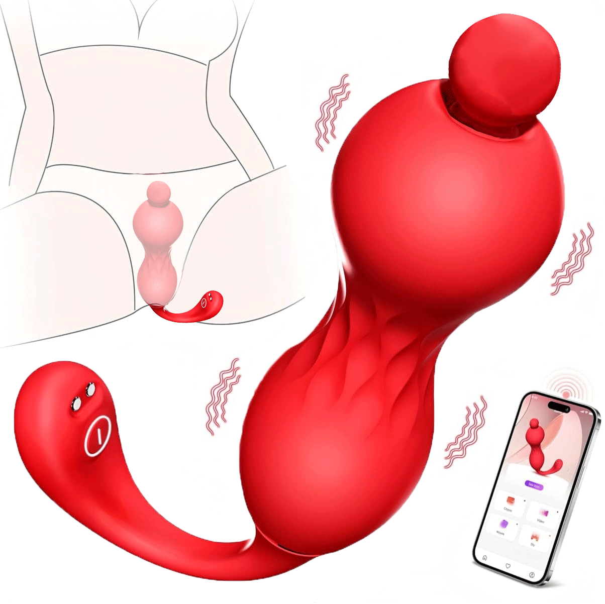 Volyra &ndash; App-controlled Wearable Vibrator With 360&deg; Rotating G-spot Ball & 10 Vibration Modes, G-spot Stimulator For Couples Remote Play By Rose Toy