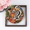 Red Flower Tiger-DIY Embroidery Kit with Pattern Cotton Threads Needles Hoop 30*30cm/11.81*11.81in