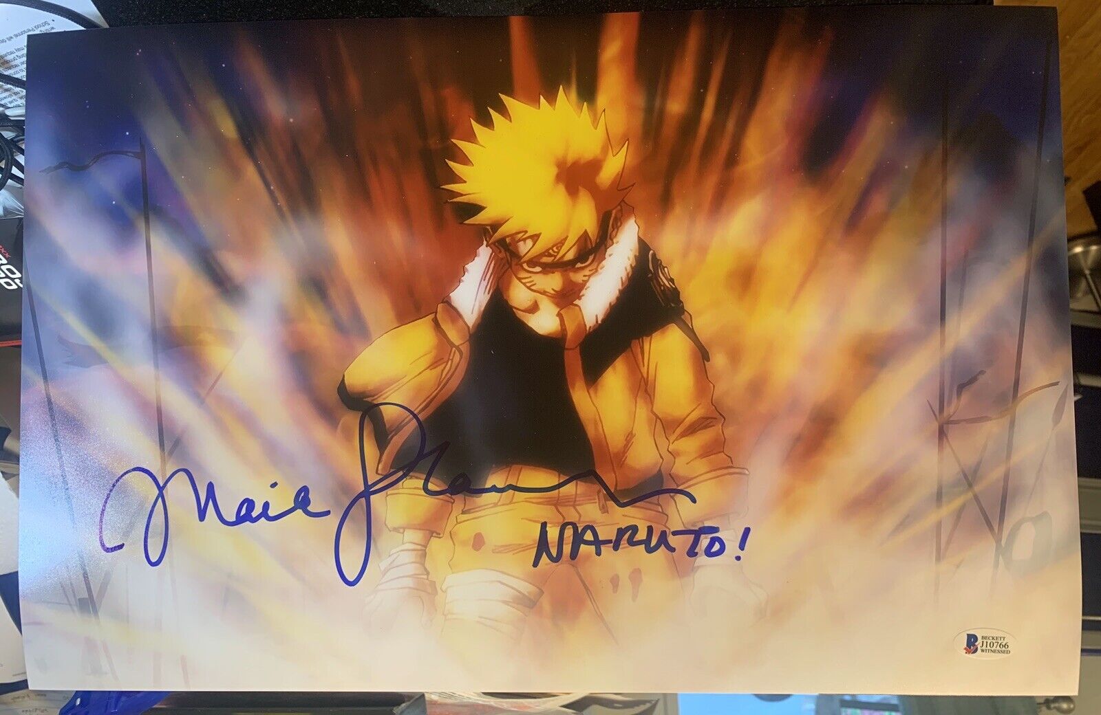 Maile Flanagan signed 11x17 Photo Poster painting Naruto Uzumaki w/ inscription Beckett D8