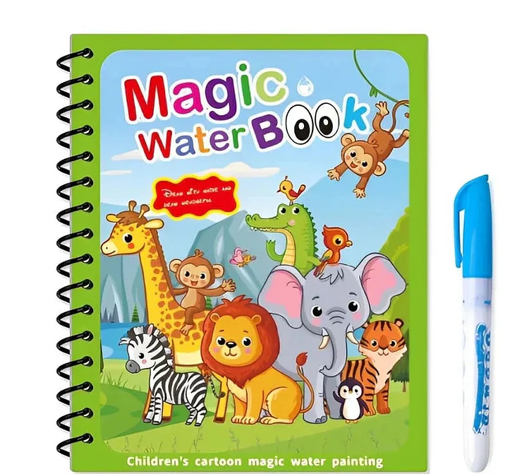 🎨 50% OFF NOW! ✨ Montessori Water Drawing Book - Reusable Pages with Invisible Patterns Revealed by Water Pen for Educational Fun 💦📚