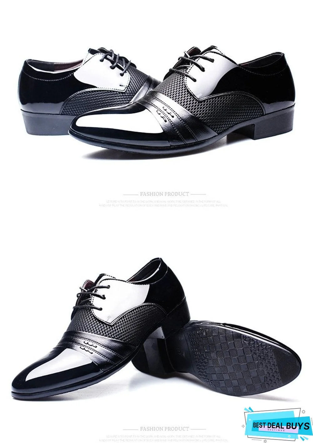 Men Leather Shoes Oxford Pu Leather Breathable Business Flat Shoes