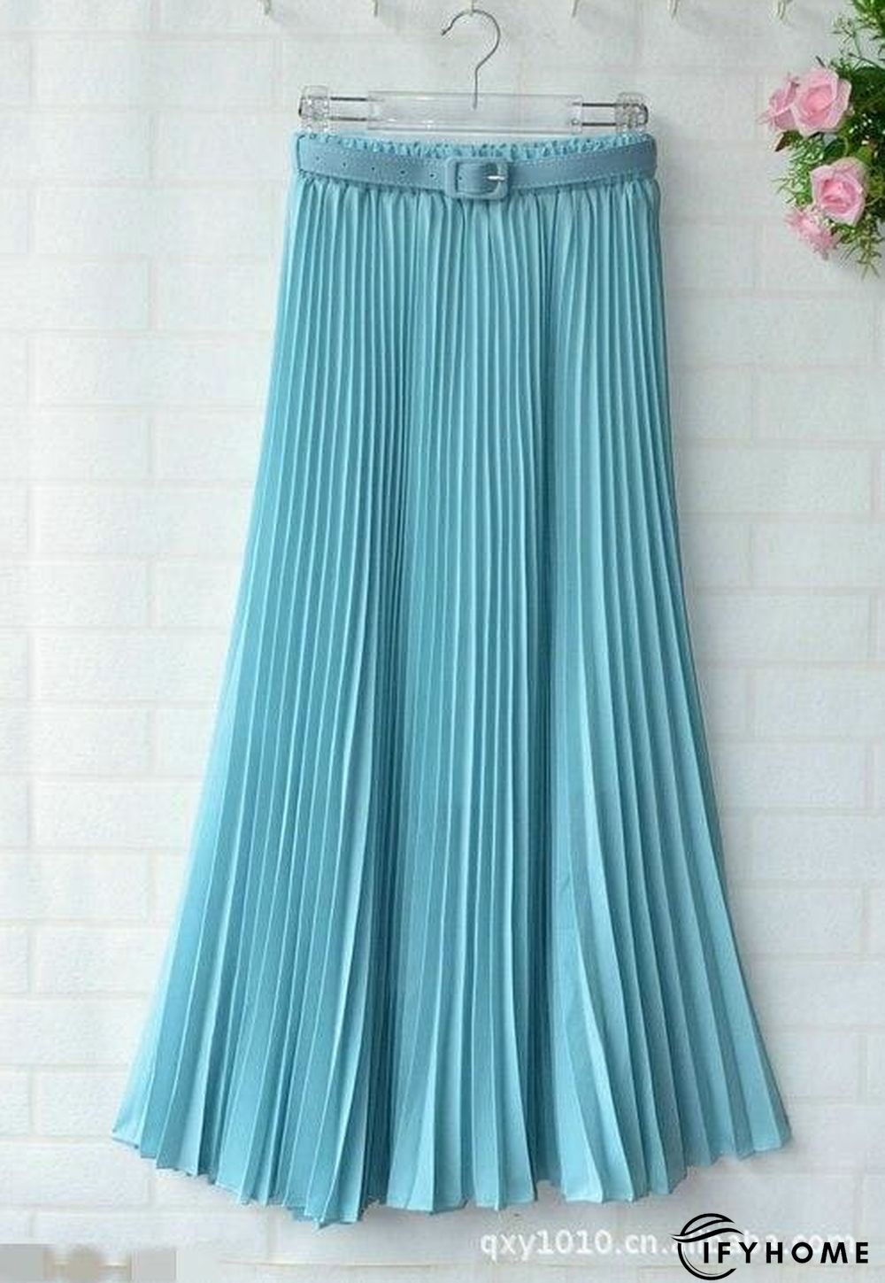 New Summer Women Ladies Elegant Long Skirt Retro Maxi Chiffon High Waist Solid Casual Pleated Beach Long Skirt Sundress | IFYHOME