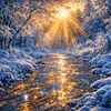 Coucher de soleil dans la neige, bricolage, bricolage, per&ccedil;age rond 5d, pierres pr&eacute;cieuses, kits de peinture en diamant, peintures &agrave; points en diamant, peintures artistiques illustr&eacute;es, arts, pour adultes/d&eacute;butants, id&eacute;e cadeau d&eacute;coration murale