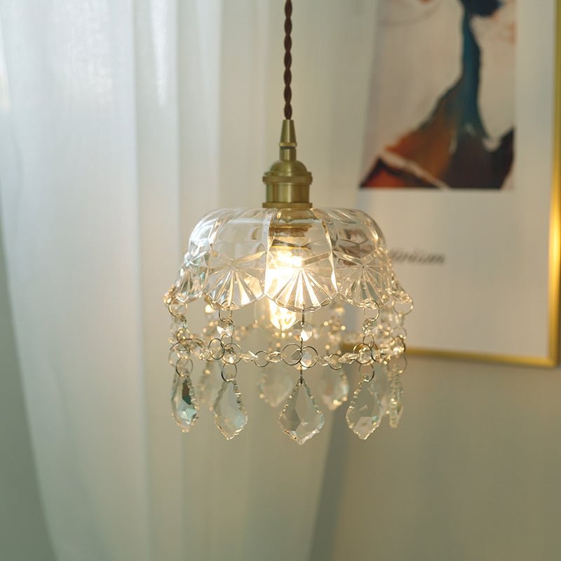 Modern Copper Chandelier Bedroom Bedside Pendant Lamp
