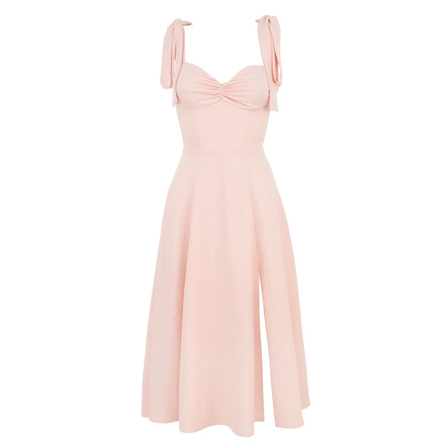Women's  Sling Vacation Party Prom Dresses Slim Back Low Neck Lace-up Fashion Simple Backless Vestidos Women Maxi Dress