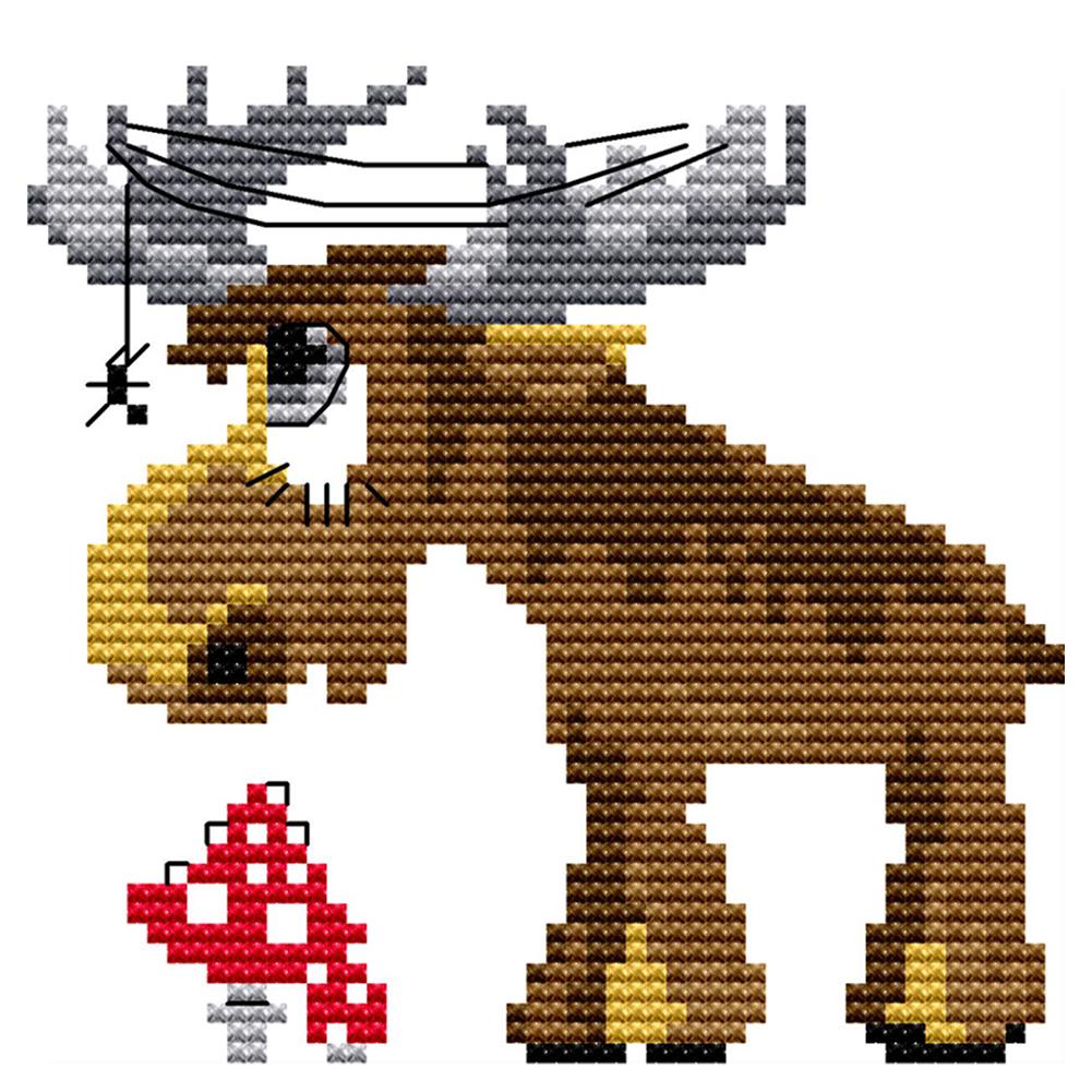 

Christmas Deer - 14CT Stamped Cross Stitch - 15*14cm, 501 Original
