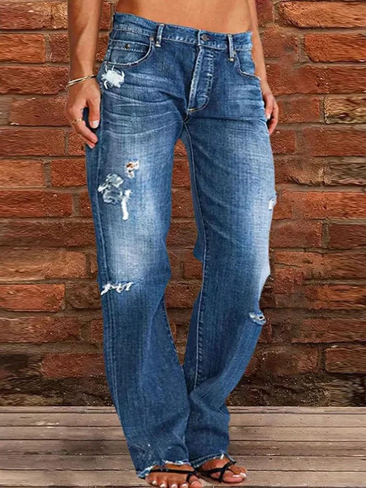 Classic Ripped Casual Jeans