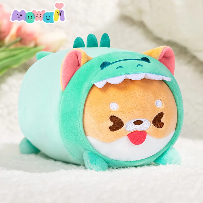 Mewaii® Fluffffy Family Shiba Inu with Dinosaur Hoodie Stuffed Animal Kawaii Plush Pillow Squishy Toy