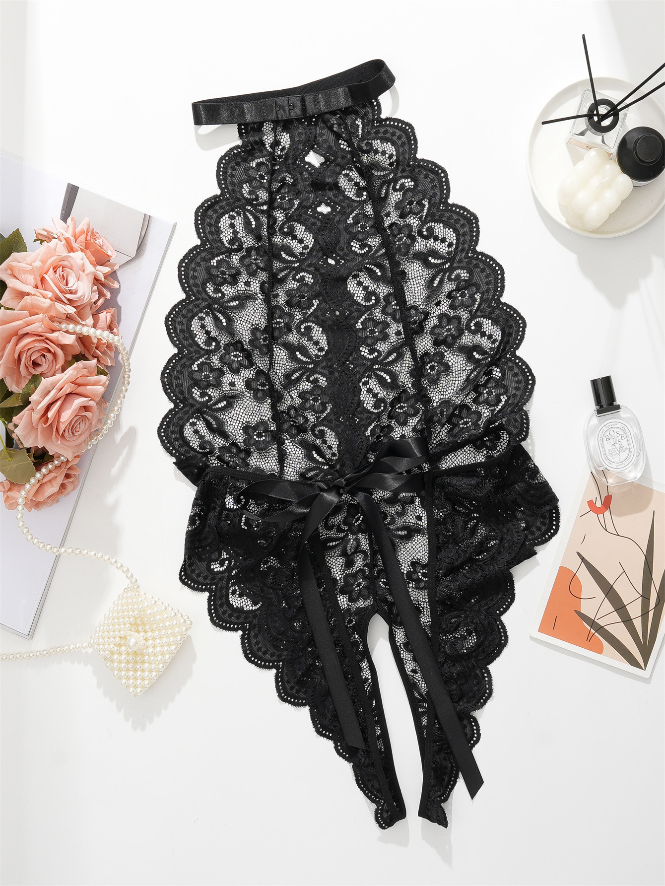 Lovingerie - Plus Size Sexy Sheer Lace Halter Bodysuit