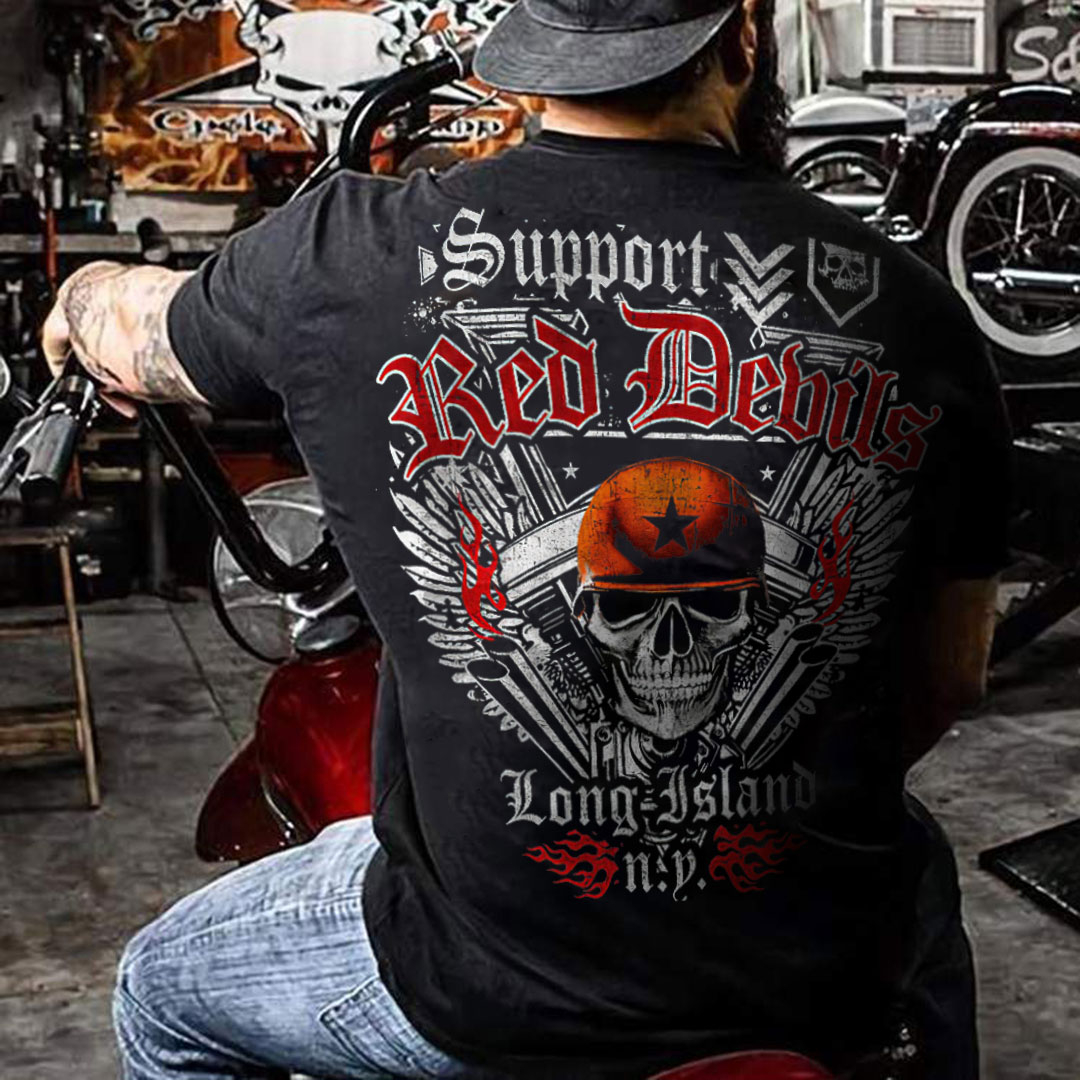 Red Debils Motorcycle Print Men's Short Sleeve T-Shirt