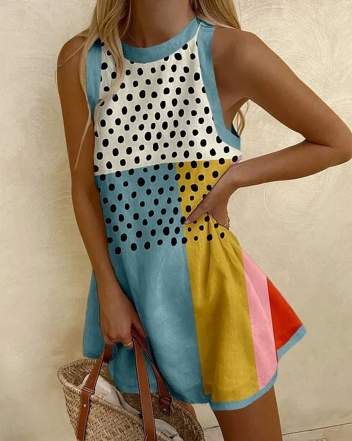 Abstract geometric print mini dress