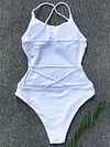 Backless Plain One-Piece Swimwear