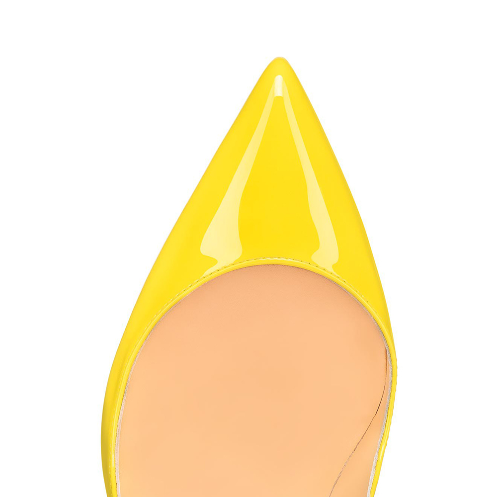 100mm Women's Red Bottom High Heels for Party Wedding Yellow Pumps-MERUMOTE