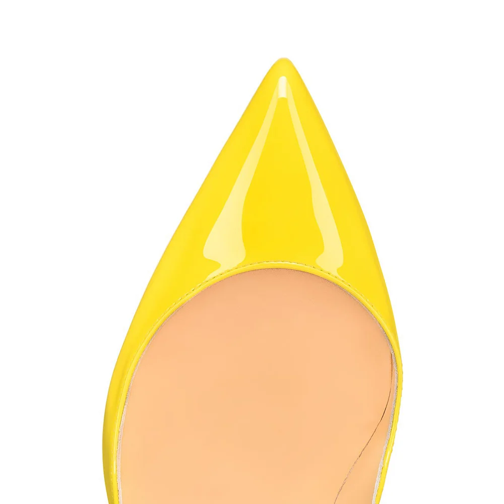 100mm Women's Red Bottom High Heels for Party Wedding Yellow Pumps-MERUMOTE