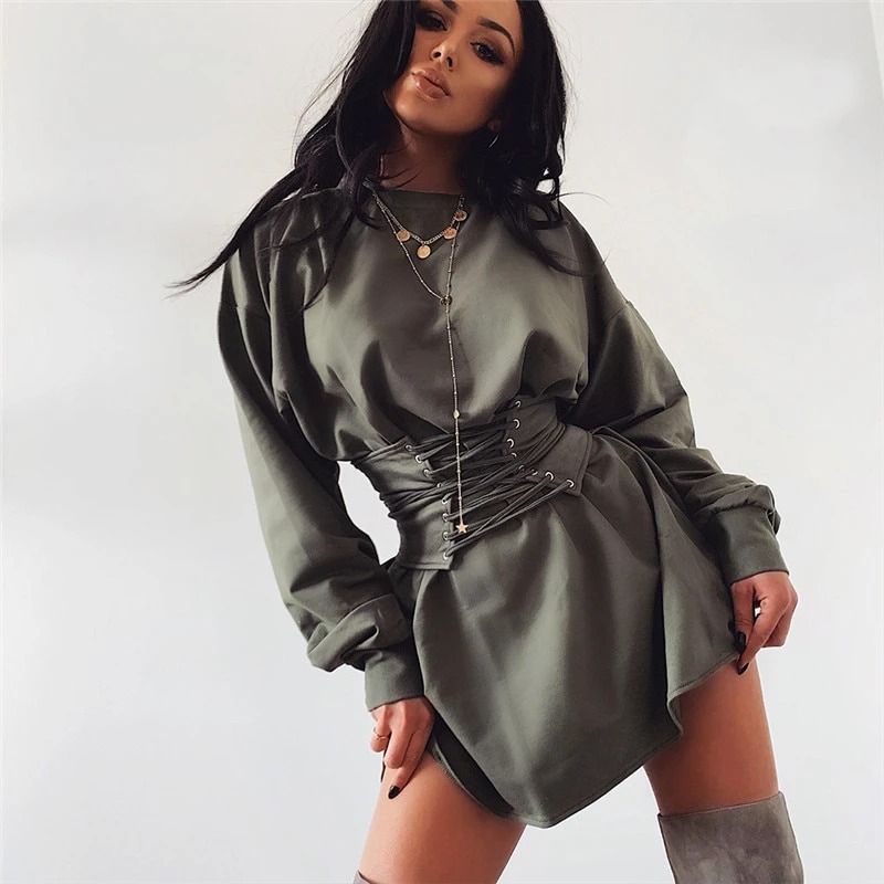 Older Women Long Sleeve Cotton Tunic Dress