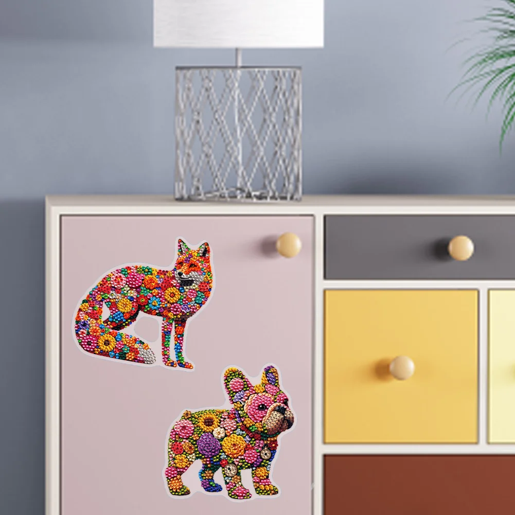 12 Pcs Flower Animals 5D Diamond Painting Sticker Kit Diamond Art Stickers
