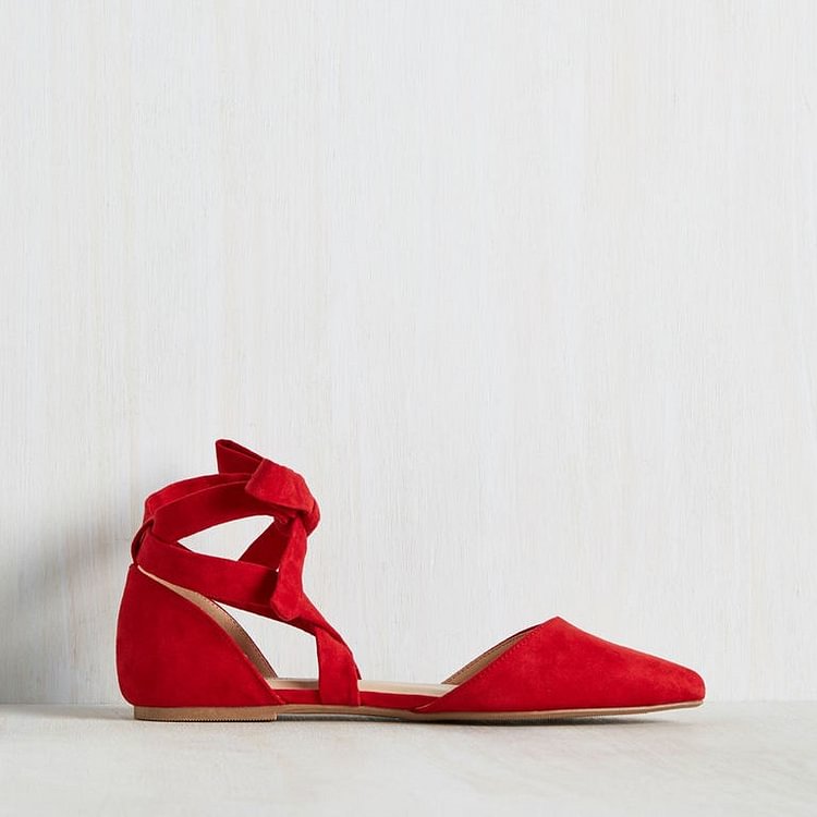 Red Ballet Vintage Comfortable Flats Crossed-over School Shoes |FSJ Shoes