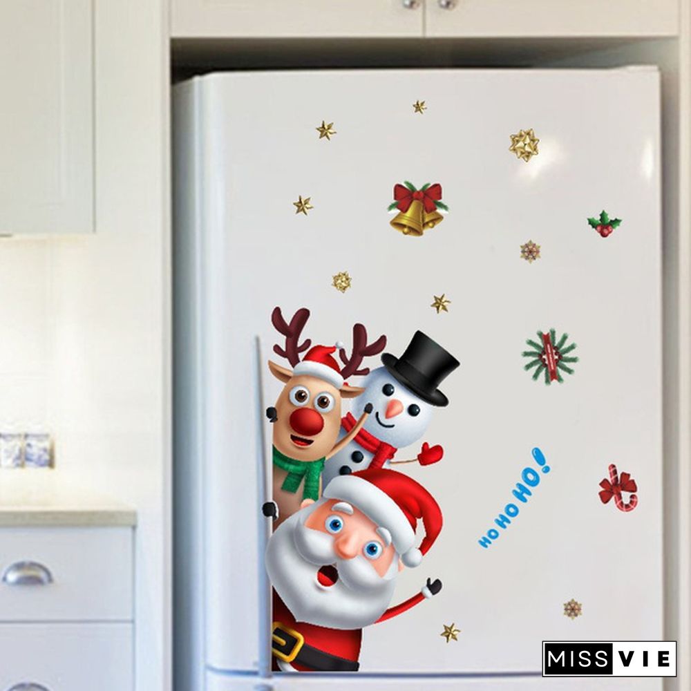 Christmas Bell Garland Wall Stickers Store Supermarket Window Glass Decorations Christmas Door Stickers