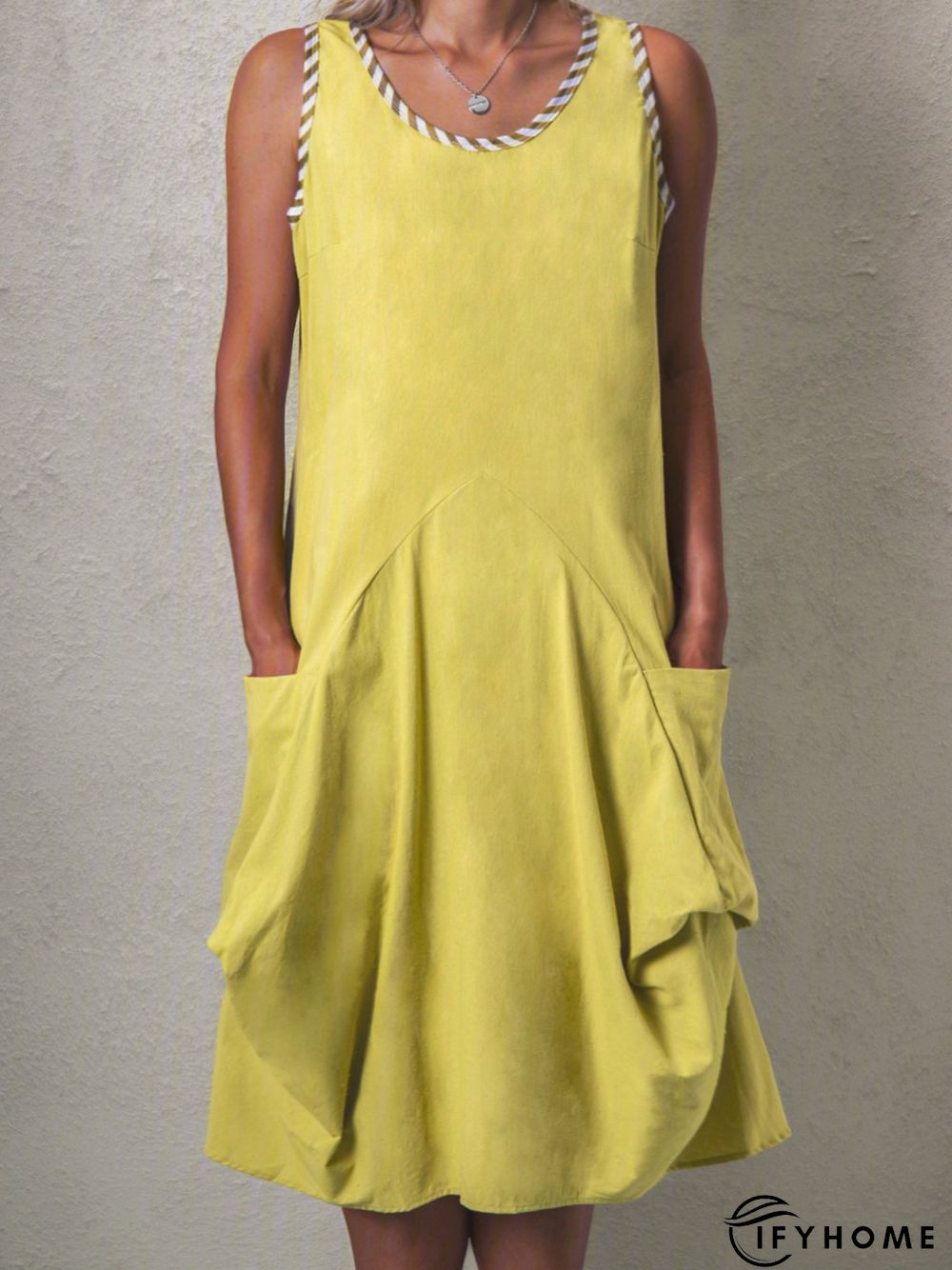 Casual Round Neck Solid Casual Weaving Dress | IFYHOME