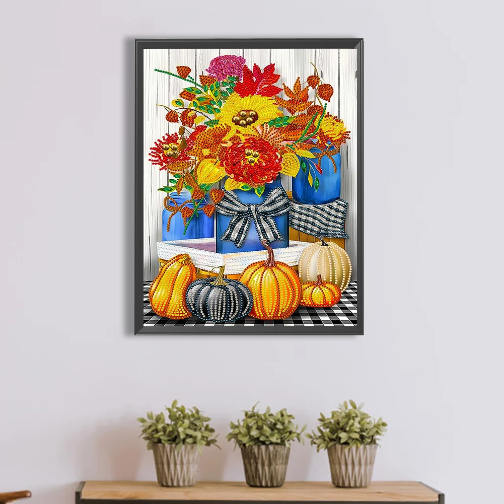 Diamond Painting - Partial Special Shaped Drill - Pumpkin Flora(Canvas|30*40cm)
