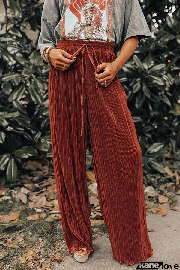 Pleated Elastic Waist Pants