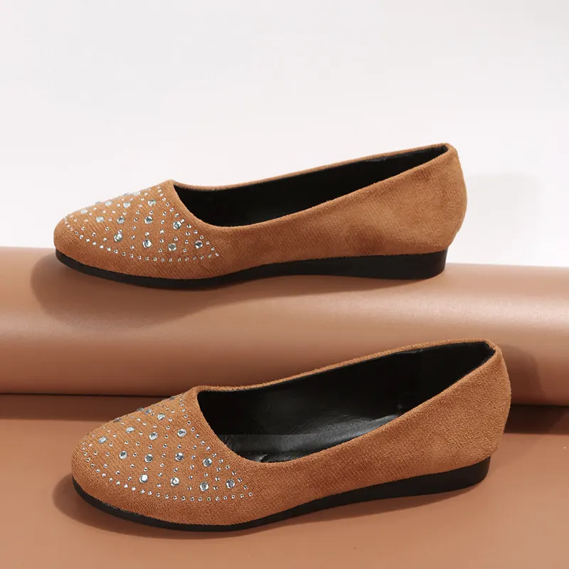 Churchf Churchf Large Size Round Head Casual Single Shoes 2023 New Fashion Middle Diamond Flat Work Beans Single Shoes