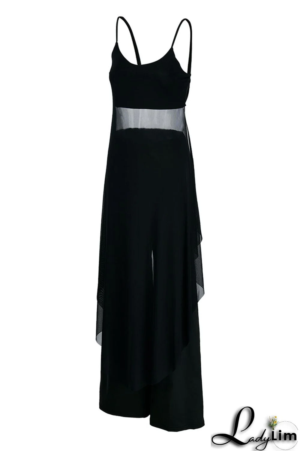 Tangerine Casual Solid Split Joint Asymmetrical Spaghetti Strap Sleeveless Two Pieces