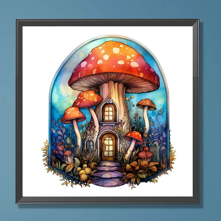 Mushroom House full round or square drill diamond painting