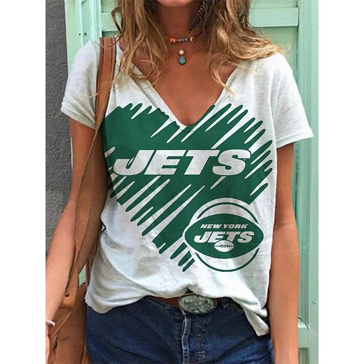 New York Jets Lightweight Short Sleeve V-Neck T-Shirt