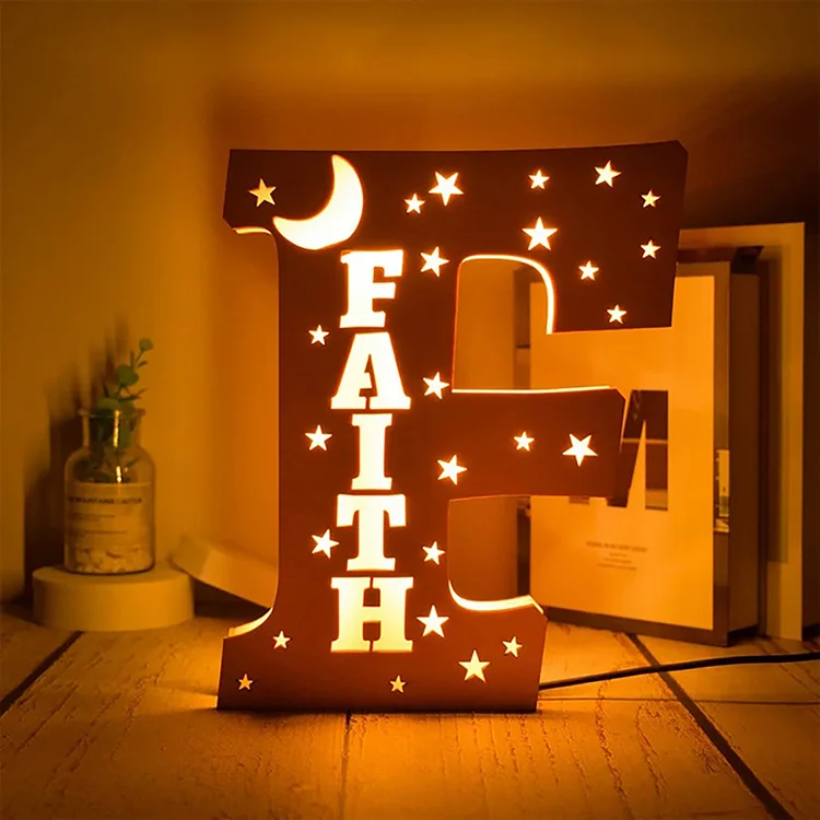 Custom Name Wooden Hollow Letters Stars LED Night Lights