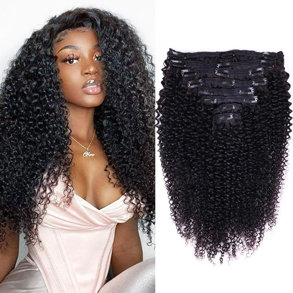 120g Kinky Curly Clip In human Hair
