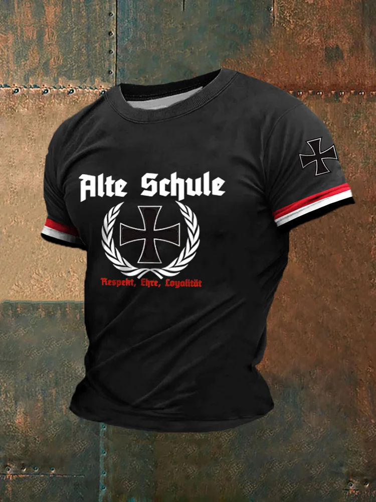 Bedrucktes Kurzarm-T-Shirt für Männer Alte Schule