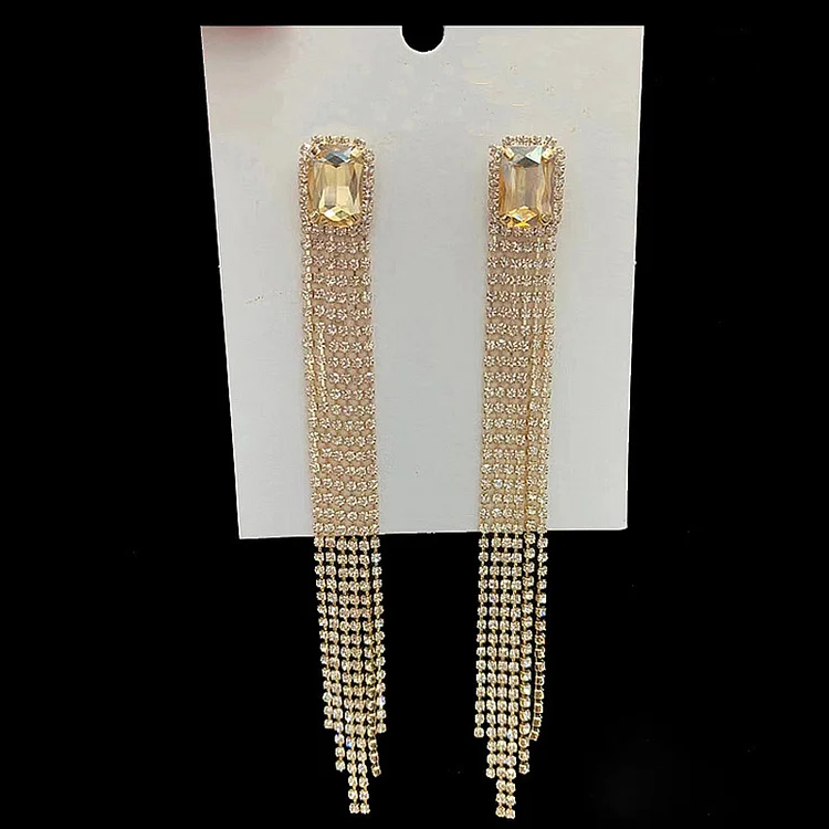 Daily Rhinestone Shiny Long Earrings