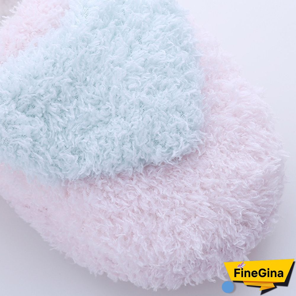 Lovely Big Heart-Shaped Women Slippers Warm Soft Sole Plush Home Floor Covered Heel Shoes