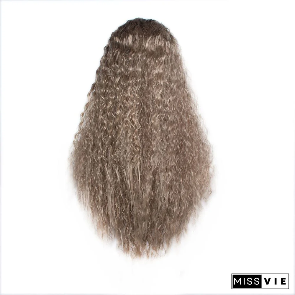 Wig African Long Curly Hair European and American Gradient Color Corn Perm Wig Chemical Fiber Wig Headgear