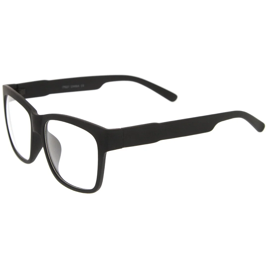 Casual Bold Square Clear Lens Horn Rimmed Eyeglasses 53mm