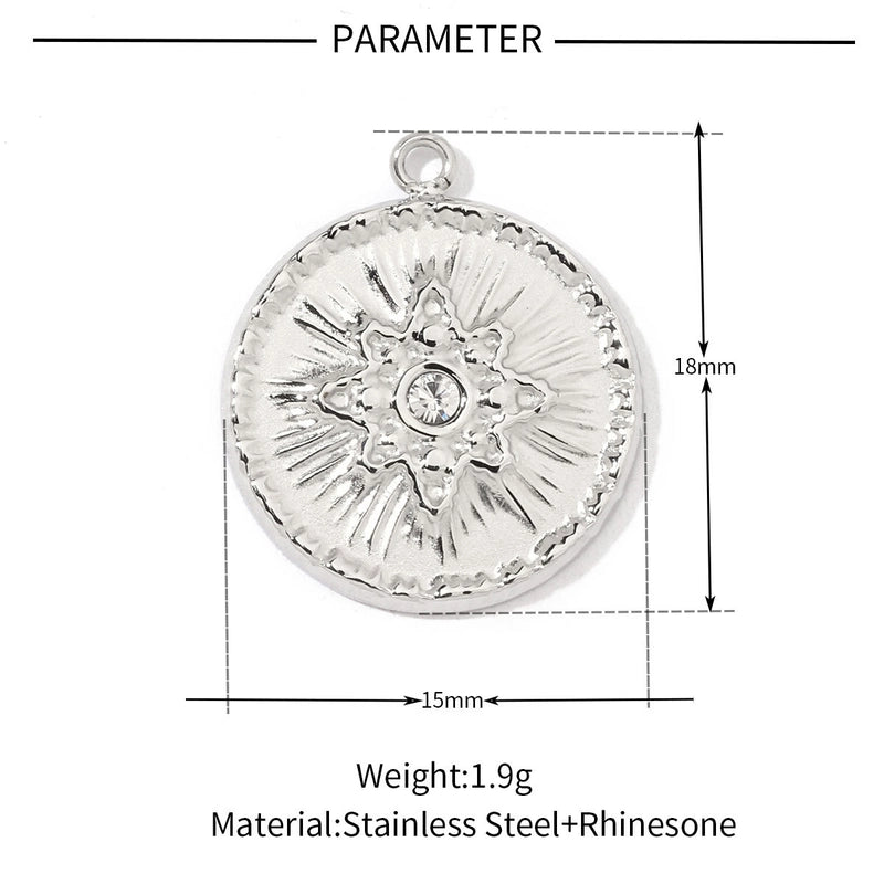 3 PCS/Package Titanium Steel Rhinestones Solid Color Jewelry Accessories Pendant