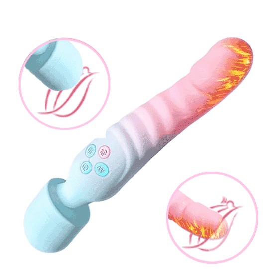 Aura &ndash; Heating Dual-Ended Wand Vibrator with Flexible Neck for Clitoral and Internal Stimulation By Rose Toy