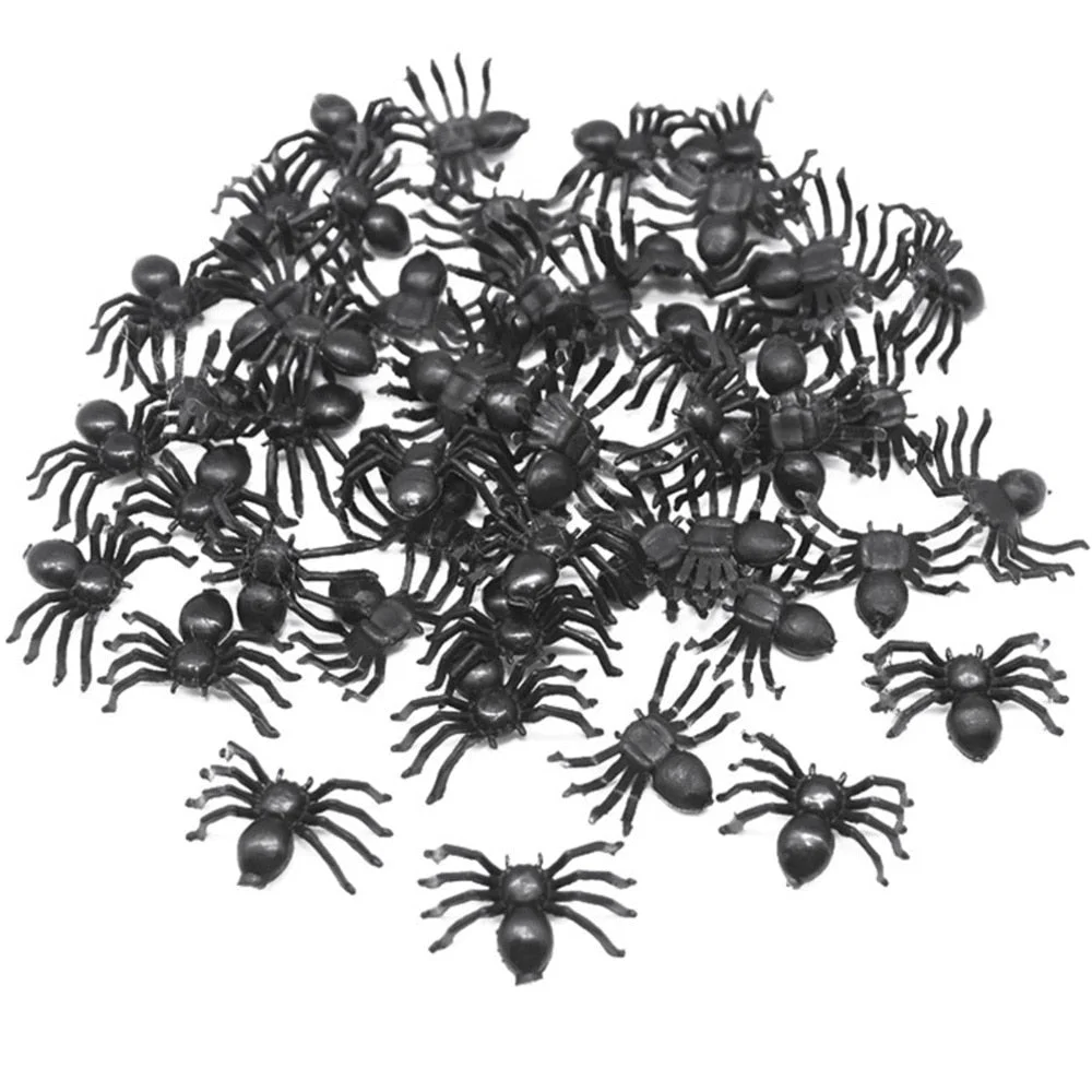 Cifeeo 50Pcs Horror Black Spider Haunted House Spider Web Bar Party Decoration Supplies Simulation Tricky Toy Kids Halloween Decoration