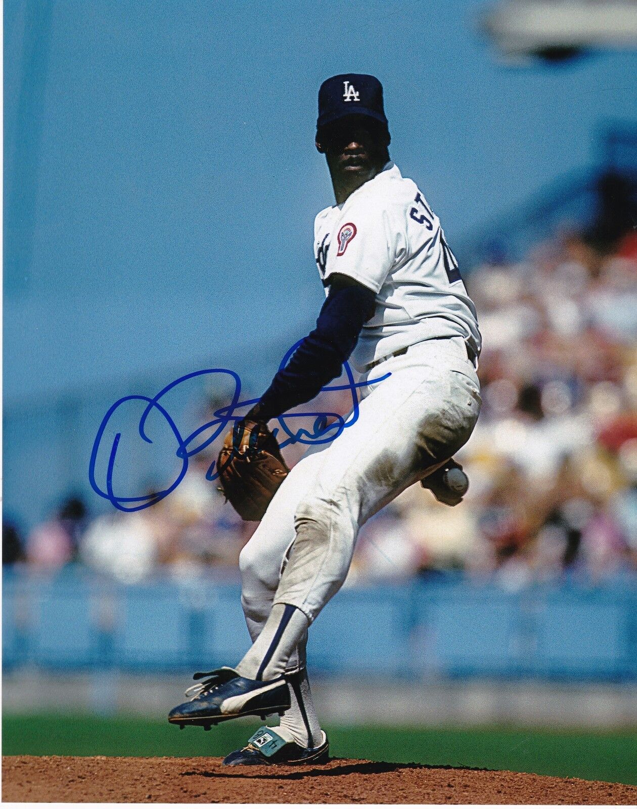 DAVE STEWART LOS ANGELES DODGERS ACTION SIGNED 8x10