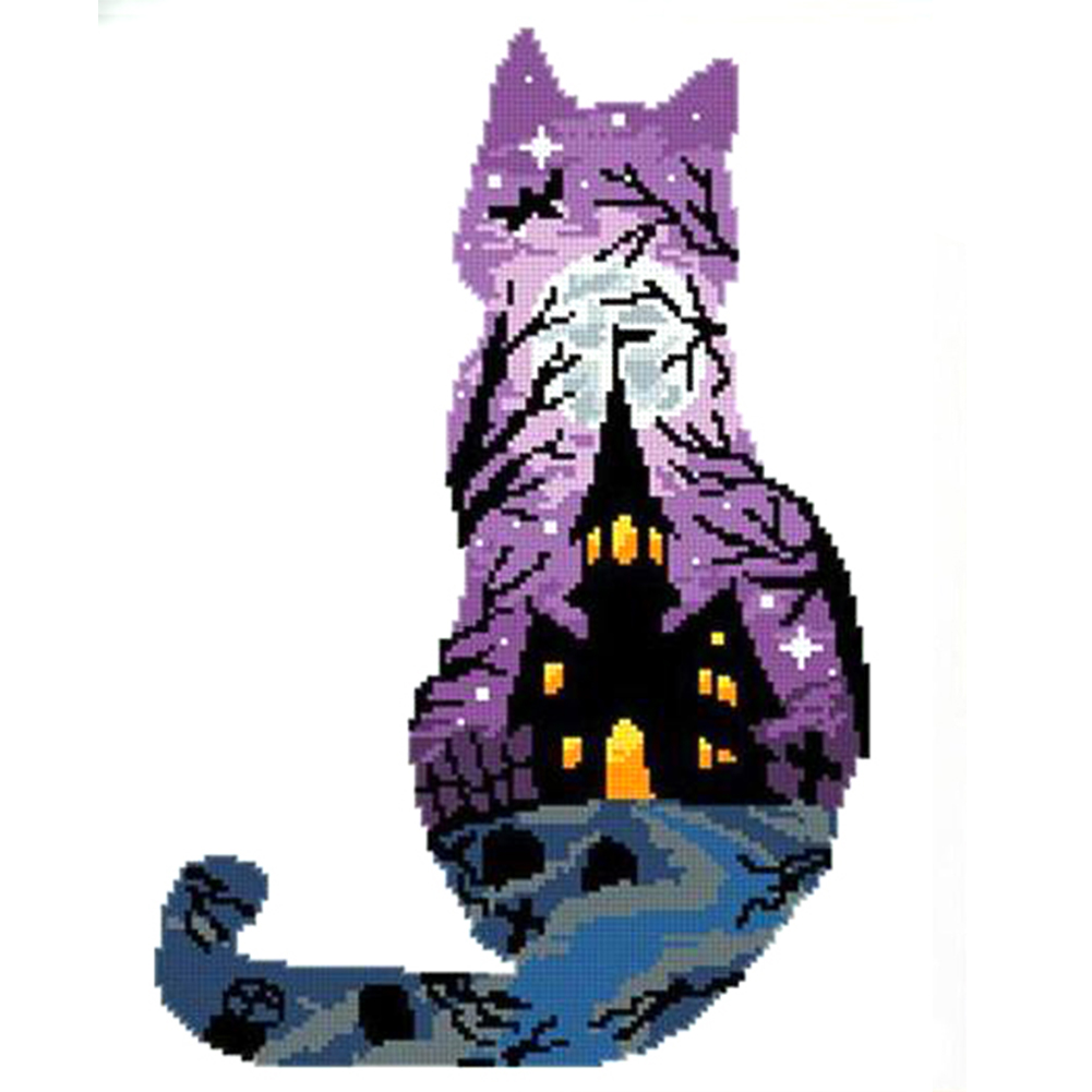 

Cat - 11CT Stamped Cross Stitch - 40*50CM, 501 Original