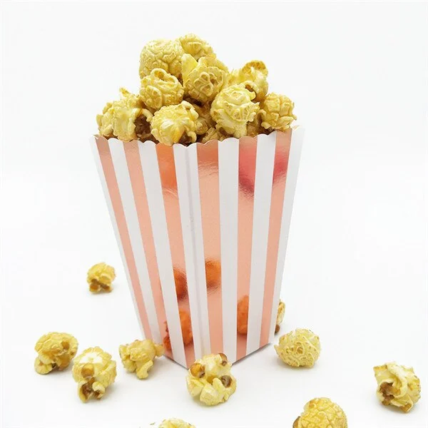 Christmas Gift 12 Gold Foil Chevron Popcorn Boxes Baby Shower Bridal Wedding Birthday Christmas Party Treat Boxes Candy Buffet Bags