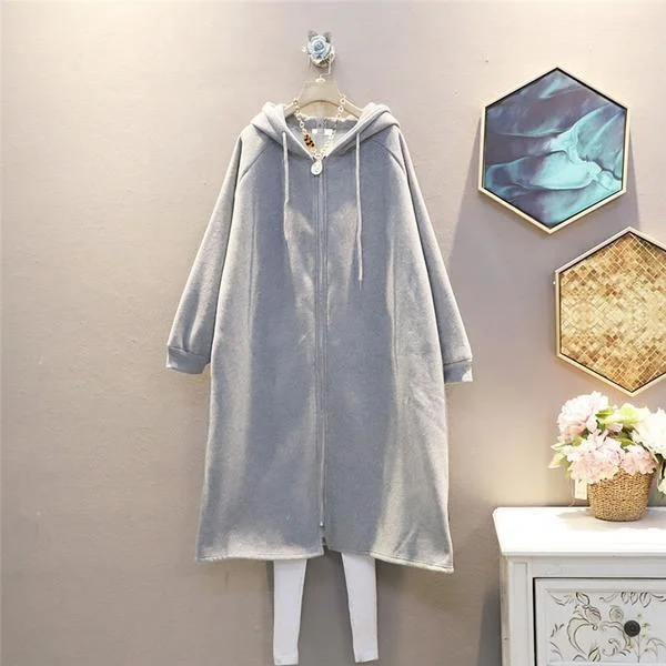 Patchwork Zipper Solid Dress Women New Style Temperament All Match Hooded Collar Dress