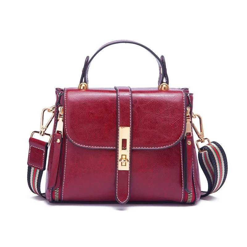 Small Square Bag 2022 New Fashion Shoulder Bag Retro Wax Leather Shoulder Diagonal Bag