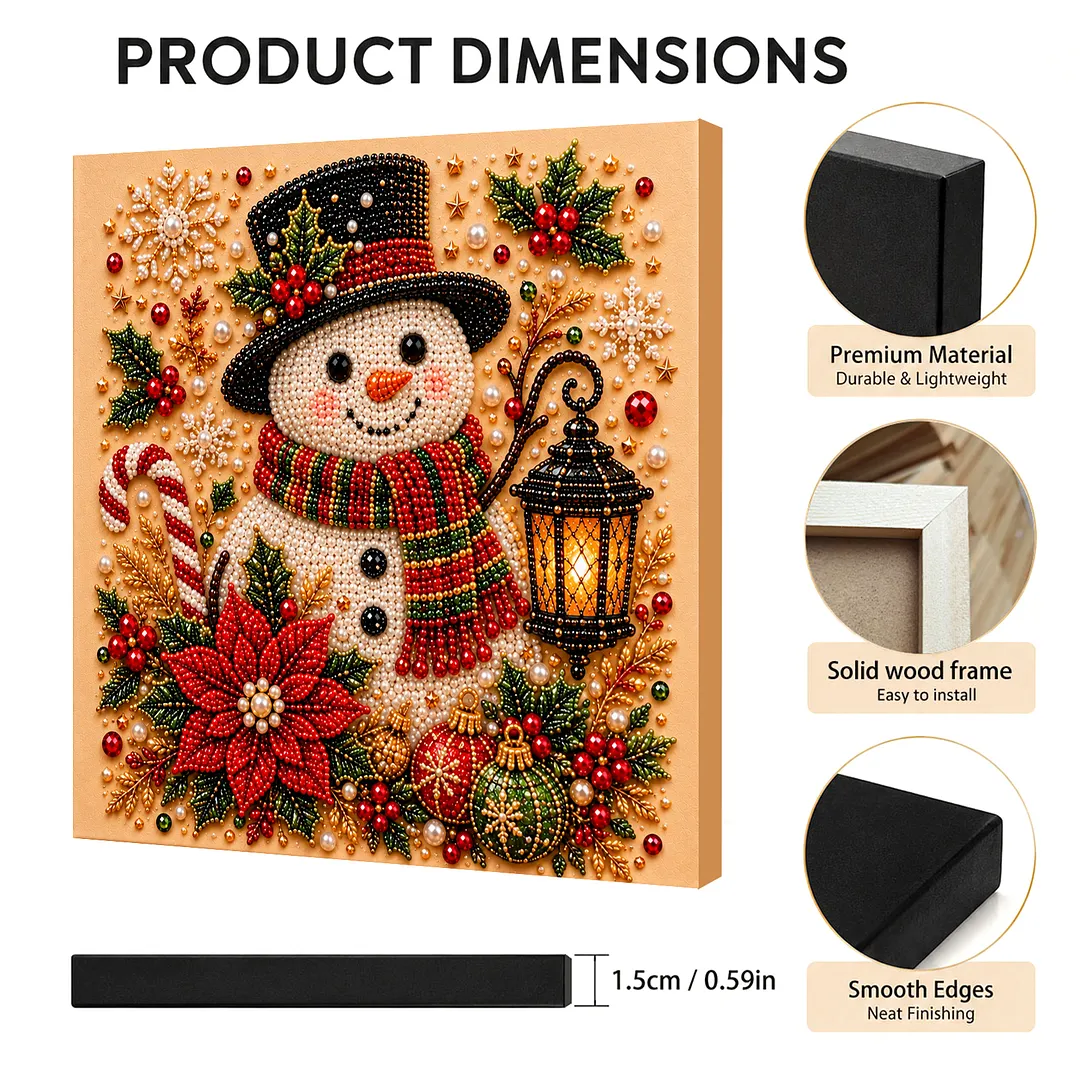 Framed Pearl Painting Kit Snowman Black Hat for Adults 7.87x7.87in
